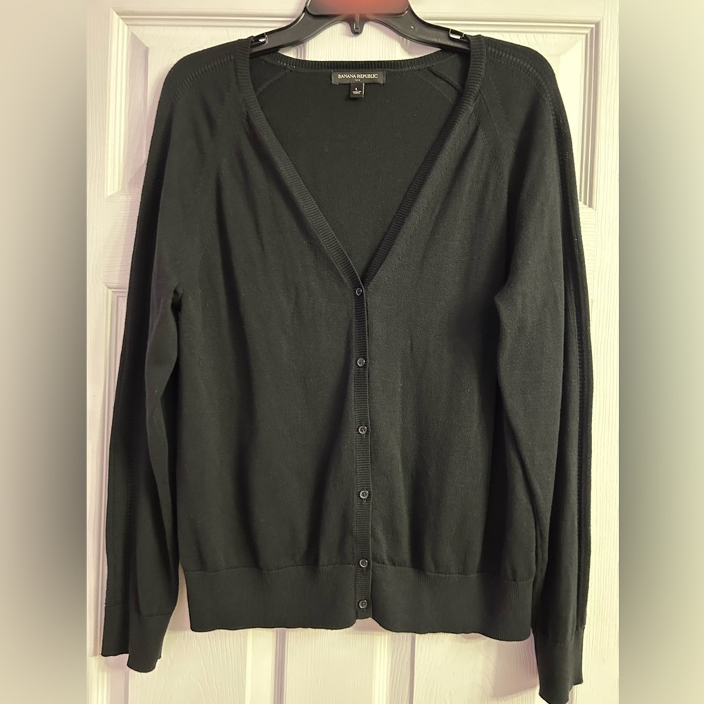 Banana Republic black button up cardigan - Picture 1 of 7